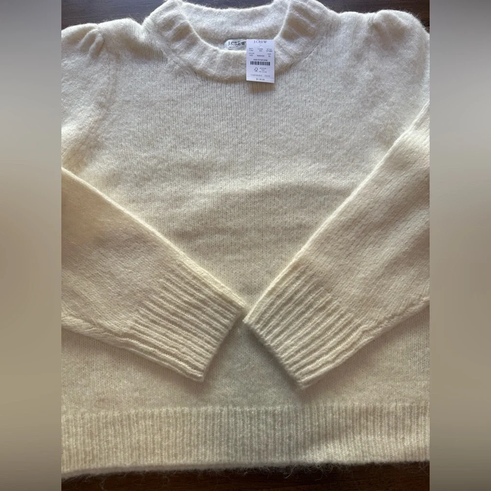 J.Crew Fuzzy Puff-Sleeve Sweater — NWT — Size XXL — Ivory